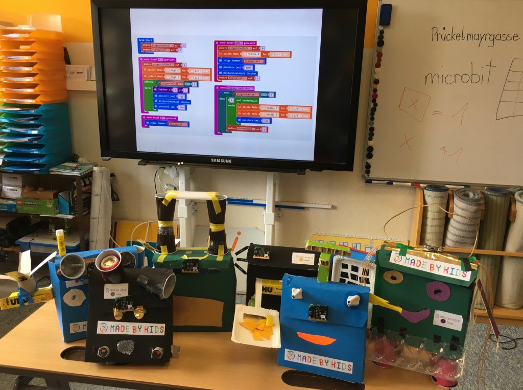 Eindruck aus dem #MadeByKids-2nd-step-Workshop zur Micro:bit-Schultaschen-Alarmanlage